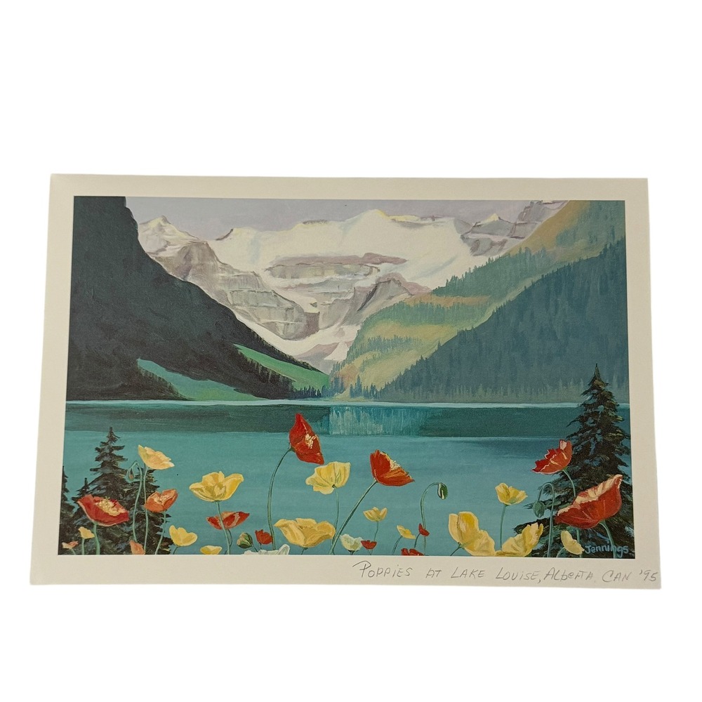 Jennings Poppies at Lake Louise Alberta Canada Art Print 1995 Canadian Rockies